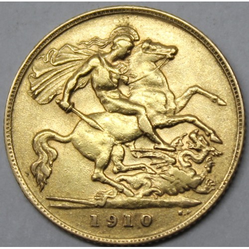 356 - 1910 GEORGE V HALF SOVEREIGN