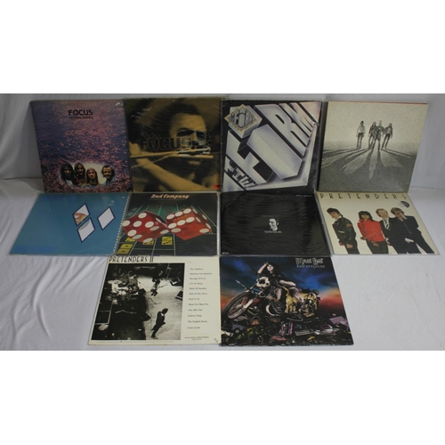 85 - 19 VARIOUS VINYL RECORDS - INCLUDING MEATLOAF, MIKE OLDFIELD, PRETENDERS AND FOCUS