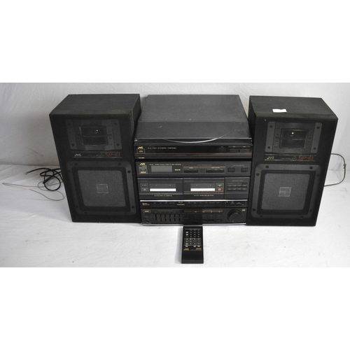 184 - JVC HI-FI WITH TURNTABLE, SPEAKERS & REMOTE CONTROL