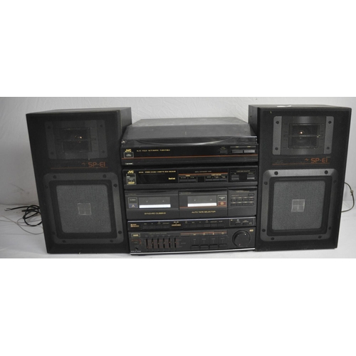 184 - JVC HI-FI WITH TURNTABLE, SPEAKERS & REMOTE CONTROL