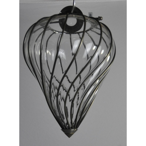 306 - PAIR OF VERITY BLOWN GLASS PENDANT LIGHTS