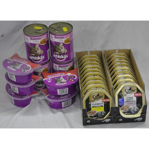 295 - QUANTITY OF CAT FOOD - 4 TINS WHISKAS WITH SALMON, 11 SHEBA FINE FLAKES IN JELLY WITH SALMON, 1... 