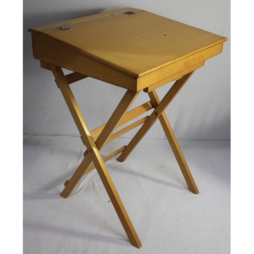 300 - FOLDING WOODEN SCHOOL DESK WITH MATCHING FOLDING CHAIR