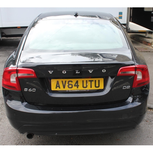 104 - VOLVO S60 BUSINESS EDITION - REGISTRATION NUMBER AV64 UTU1560cc, BLACK, DIESEL, 4 DOOR SALOON.  FIRS... 