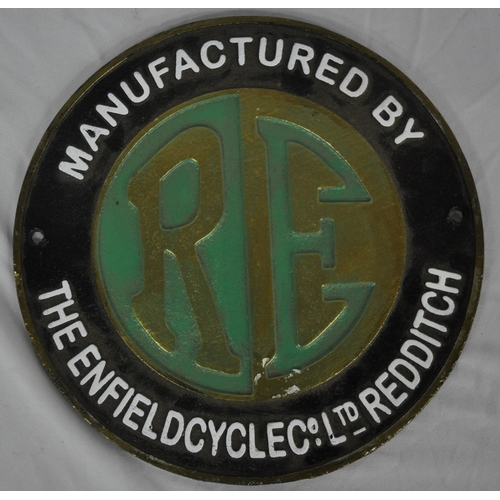 14 - GREEN AND GOLD ENFIELD MOTORCYCLES LOGO PLAQUE