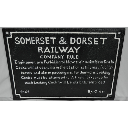 37 - REPRODUCTION SOMERSET AND DORSET RAILWAY SIGN