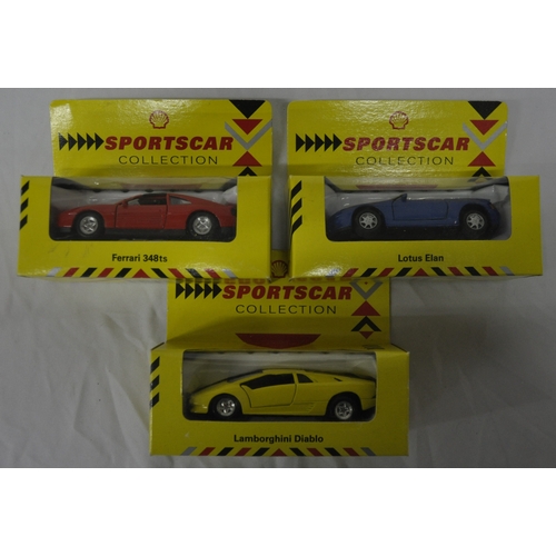 90 - 5 SHELL SPORTSCAR COLLECTION MODEL CARS - LAMBORGHINI DIABLO, FERRARI 348TS, ASTON MARTIN VIRAGE, LO... 