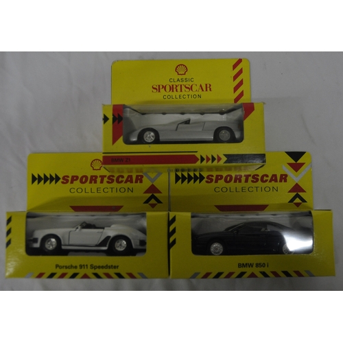 93 - 5 SHELL SPORTSCAR COLLECTION MODEL CARS - BWM 85OI, BMW Z1, JAGUAR XJS V12, PORSCHE 959 AND PORSCHE ... 