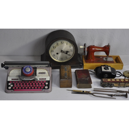 143 - BOX OF MIXED GOODS - CAMERA, CLOCK, ETC