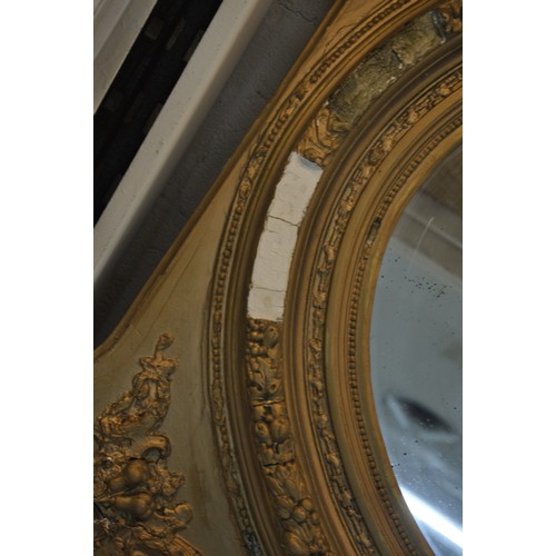 173 - HEAVY GILT FRAMED MIRROR - SOME MOLDING HAS COME OFF