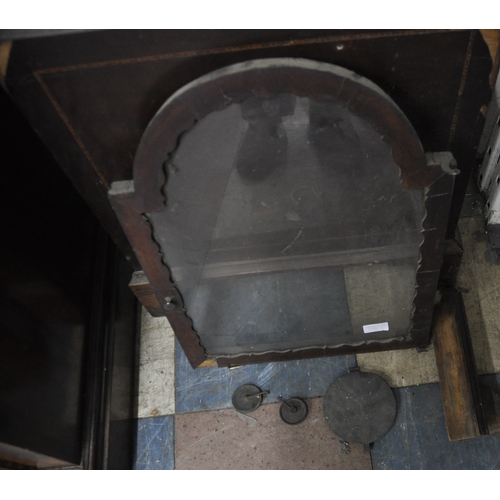 201 - MAHOGANY AND INLAID CLOCK - FOR REPAIR NO WEIGHTS