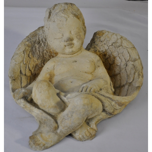 213 - STONEWORK ‘GABE’ SLEEPING CHERUB GARDEN ORNAMENT