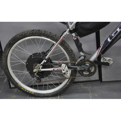 216 - GT TRIPLE TRIANGLE 21 SPEED MOUNTAIN BIKE WITH DISC BRAKES AND ELECTRIC CONVERSION (WIRE CUT TO ELEC... 