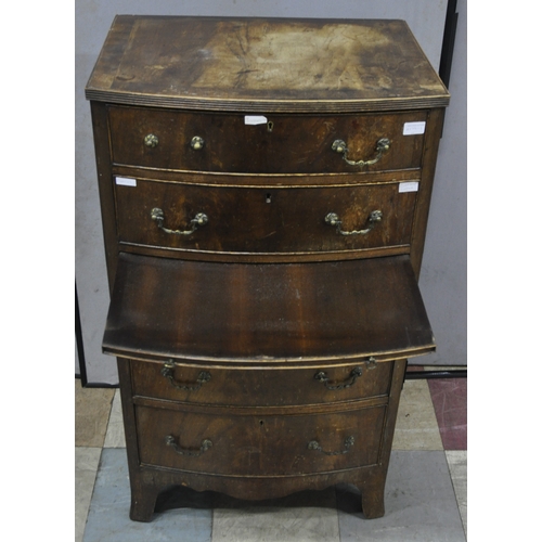 252 - 5 DRAWER CURVED FRONT CHEST - FADED/MARKED