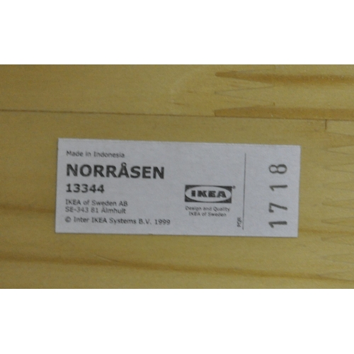 321 - 2 IKEA NORRASEN (13344) GREY AND WOODGRAIN TABLES