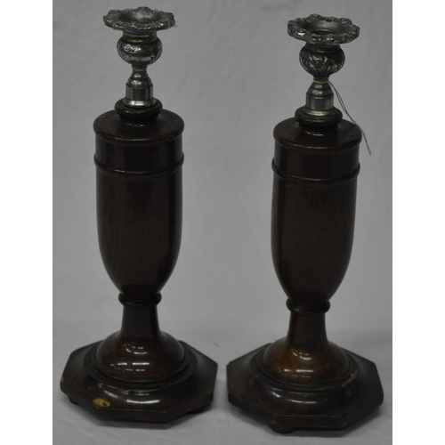 102 - 2 PAIR WOODEN CANDLE STICKS