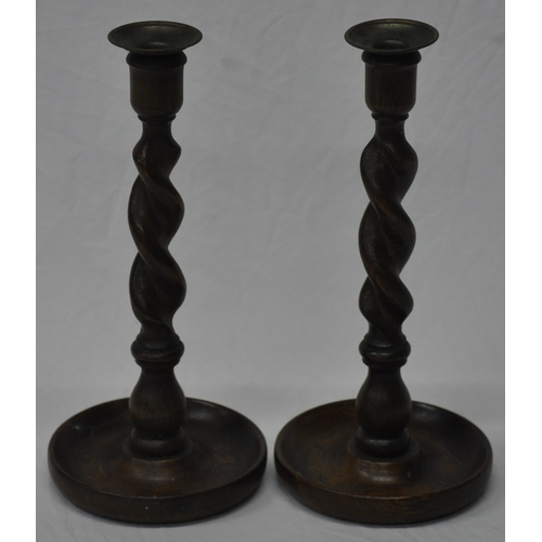 102 - 2 PAIR WOODEN CANDLE STICKS