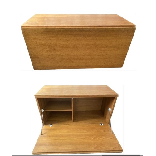 105 - BEAVER AND TAPLEY TEAK TAPLEY 33, 5 PIECE WALL MOUNTED FURNITURE SET - BUREAU WITH SHELF AND MOVING ... 