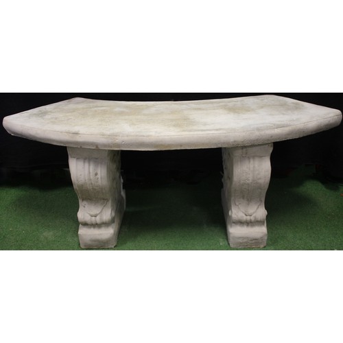 316 - STONEWORK CURVED SEAT ON CLASSIC PLINTHS (L102, H42cm)