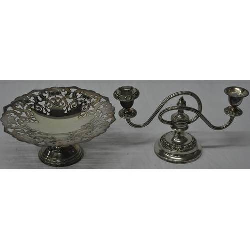 348 - PLATED COFFEE POT (MARKED REPRODUCTION 1795 34721) , SILVER PLATED CANDLEABRA,  MAPPIN &am... 