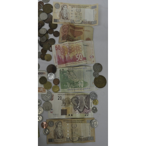 358 - BAG OF OLD NOTES AND COINS