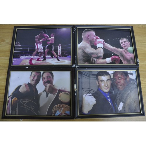 194 - 9 FRAMED & 5 UNFRAMED PHOTOS OF JOE CALZAGHE (SOME SIGNED)