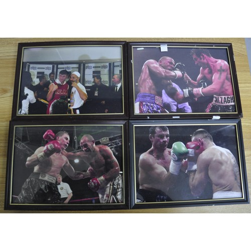 194 - 9 FRAMED & 5 UNFRAMED PHOTOS OF JOE CALZAGHE (SOME SIGNED)