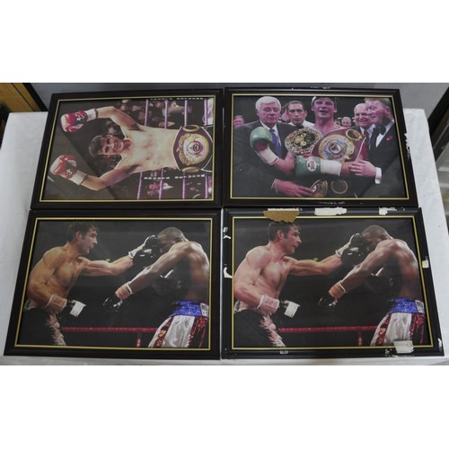 150 - 10 FRAMED JOE CALZAGHE PHOTOGRAPHS - 2 SIGNED                                                ITEMS F... 