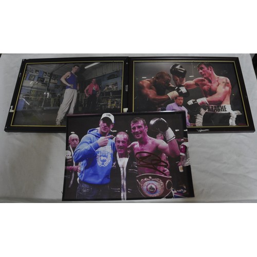 150 - 10 FRAMED JOE CALZAGHE PHOTOGRAPHS - 2 SIGNED                                                ITEMS F... 