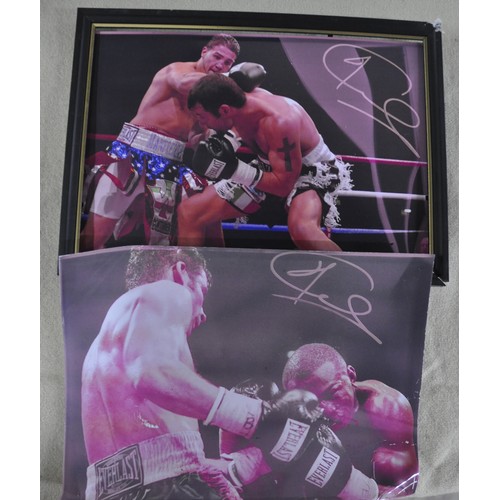 162 - 3 JOE CALZAGHE ITEMS - 2 SIGNED PHOTOS AND A FRAMED NEWSPAPER ARTICLE ITEMS FROM THIS LOT HAVE BEEN ... 