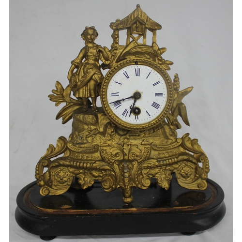 54 - MANTLE CLOCK WITH GLASS DOME