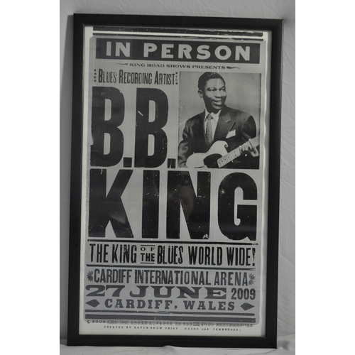 74 - 3 FRAMED PICTURES - BB KING 'THE KING OF BLUES WORLDWIDE' CARDIFF INTERNATIONAL ARENA JUNE 2009, TIN... 