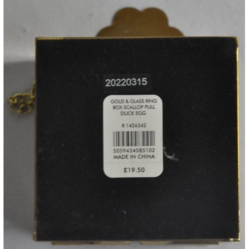 78 - 2 CRAB DESIGN METAL RING HOLDERS & GLASS/METAL RING BOX (A64)