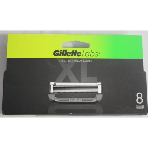 96 - 3 GILLETTE LABS RAZORS WITH EXFOLIATING BAR AND 1 PACK GILLETTE LABS 8 BLADES PACK (WITH SECURITY TA... 