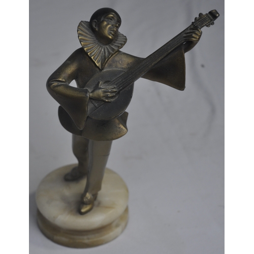 97 - ART DECO FIGURE OF A PIERROT MANDOLIN PLAYER - REPAIRED