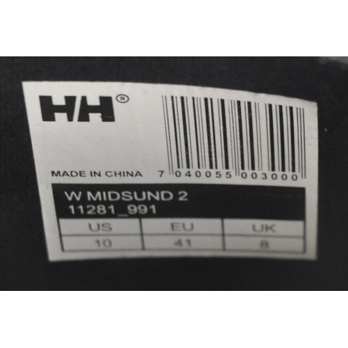 149 - 2 PAIR HELLY HANSEN MIDSUND2 BLACK SHINY WELLINGTON BOOTS (SIZE UK8/41) - NEW & BOXED (A19, A21)