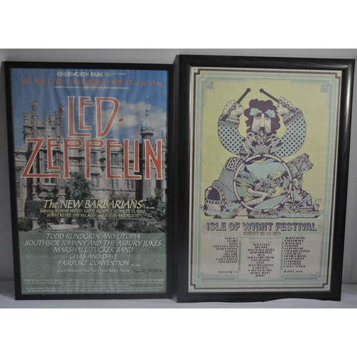 155 - 2 FRAMED POSTER PRINTS - 1 LED ZEPPELIN AT KNEBWORTH PARK AUGUST 1979 SIGNED '337/750 