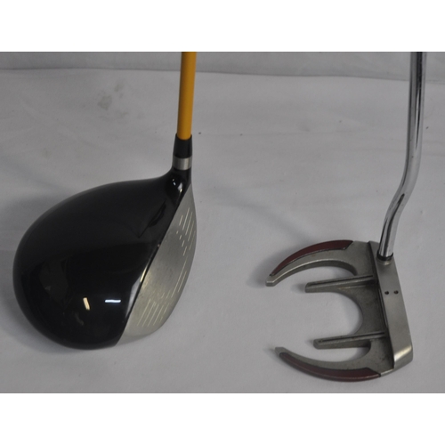 172 - TAYLOR MADE GOLF BAG WITH 10 PING ZING KARSTEN GOLF CLUBS (NUMBERS 3-10 AND PITCHING WEDGE) (C5)