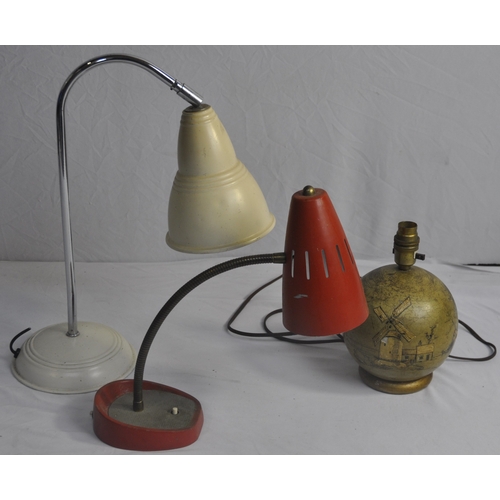 134 - 3 VINTAGE TABLE LAMPS - NEED REWIRING