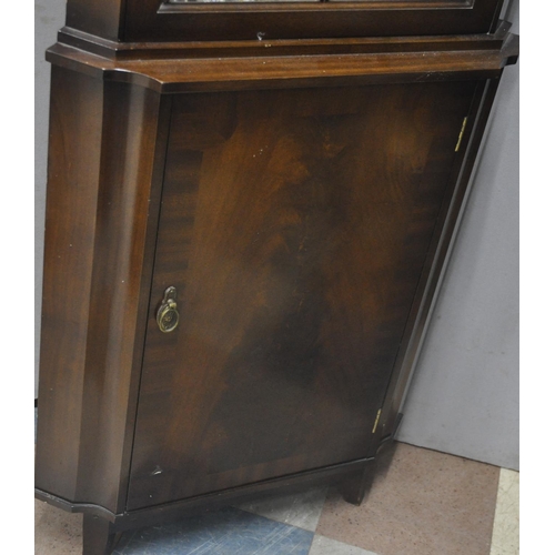 187 - GLAZED TOP CORNER CABINET WITH SWAN NECK PEDIMENT