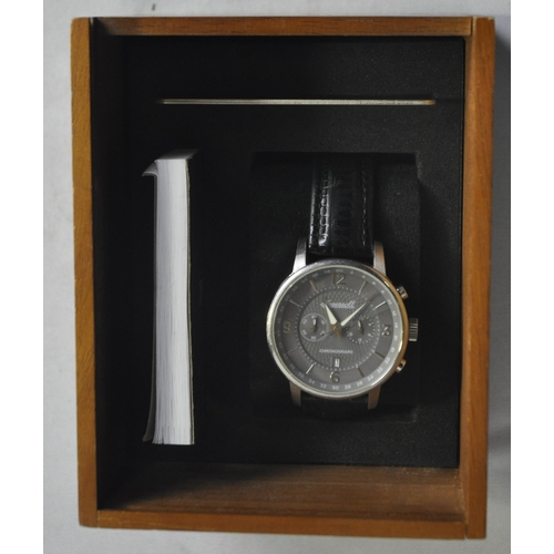 211 - GENTS STAINLESS STEEL INGERSOLL CHRONOGRAPH WATCH IN PRESENTATION BOX C/W AUTHENTICITY CARD & BO... 