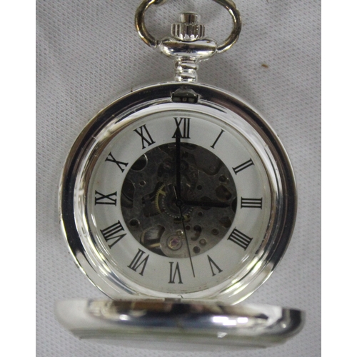 219 - 2 POCKET WATCHES WITH STEAM PICTURE COVERS