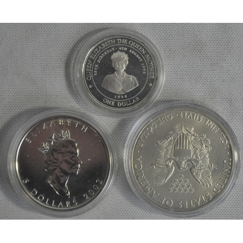 246 - 5 SILVER COINS - 2021 KRUGERRAND, 1970 NEDERLAND 10 GULDEN, 2002 CANADA 5 DOLLAR, 1995 BARBADOS ONE ... 