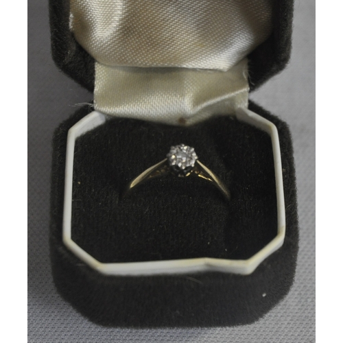 279 - DIAMOND SOLITAIRE RING - HALLMARK WORN PROBABLY 18ct SIZE L (2g)