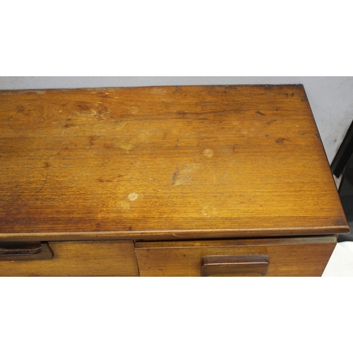 296 - MID CENTURY TEAK SIDEBOARD - SOME DAMAGE TO TOP AND ONE DOOR