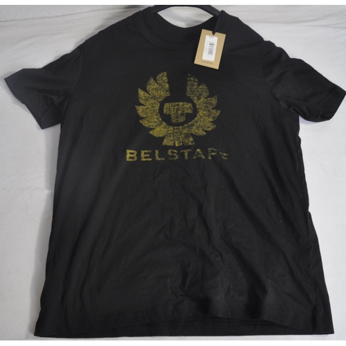 314 - BLACK ARMANI JEANS HOODED ZIP TOP (SIZE M) - NOT NEW & 2 NEW BELSTAFF T-SHIRTS (SIZES M & 2X... 