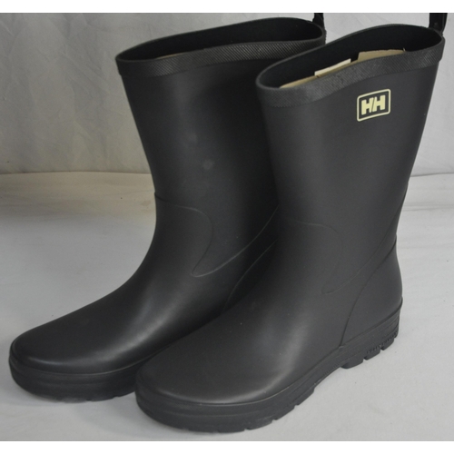 329 - 2 PAIR HELLY HANSEN W MIDSUND2 BLACK SHINY WELLINGTON BOOTS (SIZE UK7/41) - NEW & BOXED (A17 &am... 