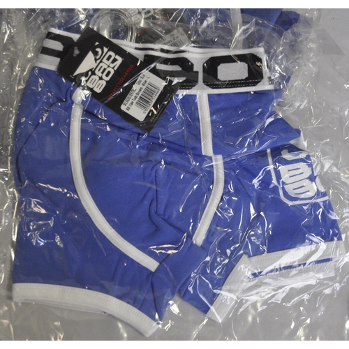 334 - 6 PAIR NEW BAD BOY VALE TUDO BOXERS (2 BLACK SIZE L, 1 RED SIZE L, 1 BLUE SIZE L & 2 BLUE SIZE X... 