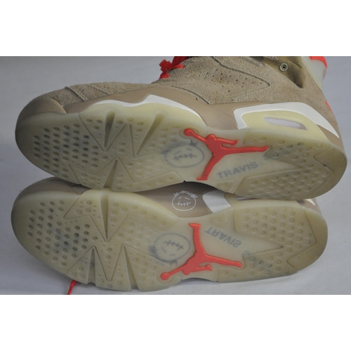 336 - PAIR AIR JORDAN 6 RETRO SP BRITISH KHAKI/BRIGHT CRIMSON SHOES (SIZE UK8/42.5).  POSSIBLY BEEN WORN (... 