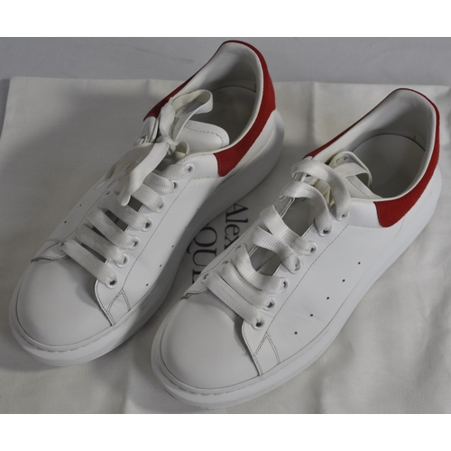 344 - 2 PAIR ALEXANDER MCQUEEN SNEAKERS: BLACK LARRY (SIZE 38.5) & WHITE/RED ALEX OVERSIZE (SIZE 8/420... 